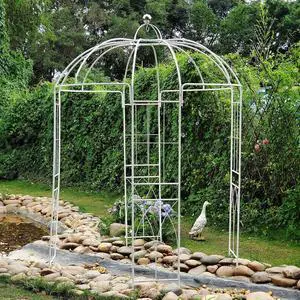 Birdcage Shape Garden Arches Arbors,9' High x 6.8' Wide,Metal Gazebo White Enduring Iron Trellis Plants Stand Use for Outdoor Garden Climbing Plants Wedding Arches Ceremony Birdcage Shape Garden Arches Arbors,9' High x 6.8' Wide,Metal Gazebo White Enduring Iron Trellis Plants Stand Use for Outdoor Garden Climbing Plants Wedding Arches Ceremony