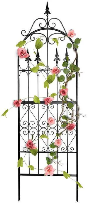 Garden Trellis for Climbing Plants, 70" H x 21.7" W Heavy Duty Metal Trellis, 6FT Rustproof Black Iron Vine Support Trellis with 9.2" Ground Stakes, Decorative Cupid Arrow Design Roses, Vines Garden Trellis for Climbing Plants, 70" H x 21.7" W Heavy Duty Metal Trellis, 6FT Rustproof Black Iron Vine Support Trellis with 9.2" Ground Stakes, Decorative Cupid Arrow Design Roses, Vines