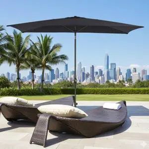 Spacious 6.5x10 ft Rectangular Patio Umbrella with Smooth Crank & Tilt Adjustment for Backyard and Garden Shading, Generous Shade Outdoor Umbrella with Single Top Vent for Commercial Use Spacious 6.5x10 ft Rectangular Patio Umbrella with Smooth Crank & Tilt Adjustment for Backyard and Garden Shading, Generous Shade Outdoor Umbrella with Single Top Vent for Commercial Use