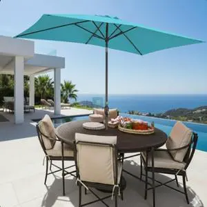 Spacious 6.5x10 ft Rectangular Patio Umbrella with Smooth Crank & Tilt Adjustment for Backyard and Garden Shading, Generous Shade Outdoor Umbrella with Single Top Vent for Commercial Use Spacious 6.5x10 ft Rectangular Patio Umbrella with Smooth Crank & Tilt Adjustment for Backyard and Garden Shading, Generous Shade Outdoor Umbrella with Single Top Vent for Commercial Use
