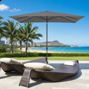 Spacious 6.5x10 ft Rectangular Patio Umbrella with Smooth Crank & Tilt Adjustment for Backyard and Garden Shading, Generous Shade Outdoor Umbrella with Single Top Vent for Commercial Use Spacious 6.5x10 ft Rectangular Patio Umbrella with Smooth Crank & Tilt Adjustment for Backyard and Garden Shading, Generous Shade Outdoor Umbrella with Single Top Vent for Commercial Use