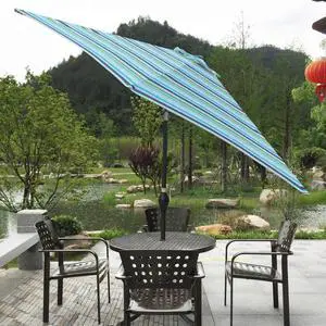 Durable Outdoor Umbrella with Push Button Tilt and Crank Lift for Patio and Garden, Sturdy Market Parasol with 6 Steel Ribs and Wind Vent for Backyard, Poolside and Beach Durable Outdoor Umbrella with Push Button Tilt and Crank Lift for Patio and Garden, Sturdy Market Parasol with 6 Steel Ribs and Wind Vent for Backyard, Poolside and Beach