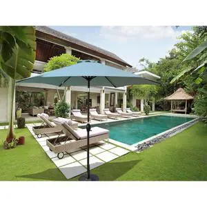 Durable Outdoor Umbrella with Push Button Tilt and Crank Lift for Patio and Garden, Sturdy Market Parasol with 6 Steel Ribs and Wind Vent for Backyard, Poolside and Beach Durable Outdoor Umbrella with Push Button Tilt and Crank Lift for Patio and Garden, Sturdy Market Parasol with 6 Steel Ribs and Wind Vent for Backyard, Poolside and Beach