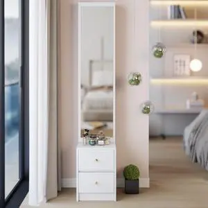 Simple Stylish Dressing Mirror Cabinet, Cosmetic Organizer Cabinet, Jewelry Cabinet, Extra Large Full Body Mirror, Multi Layer High Capacity Storage, White Simple Stylish Dressing Mirror Cabinet, Cosmetic Organizer Cabinet, Jewelry Cabinet, Extra Large Full Body Mirror, Multi Layer High Capacity Storage, White