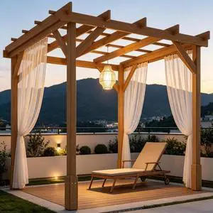 Wooden Pergola Outdoor Gazebo, Outdoor Garden Arbor with Open Lattice Roof, Grape Trellis Patio Shade for Climbing Plants Backyard Deck Lawn Relaxation (Brown6.6' x 6.6') Wooden Pergola Outdoor Gazebo, Outdoor Garden Arbor with Open Lattice Roof, Grape Trellis Patio Shade for Climbing Plants Backyard Deck Lawn Relaxation (Brown6.6' x 6.6')