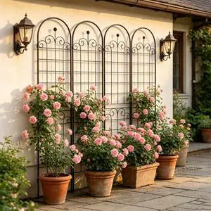 4 Pieces Metal Garden Trellis with Metal Galvanized Tube for Growing Flowers, Plants, Outdoor Plant Support Rose Trellis with Elegant Design for Backyard, Park, Lawn 4 Pieces Metal Garden Trellis with Metal Galvanized Tube for Growing Flowers, Plants, Outdoor Plant Support Rose Trellis with Elegant Design for Backyard, Park, Lawn