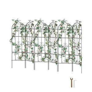 4 Pieces Outdoor Garden Trellis with Steel Wire and Ground Stakes for Growing Flowers, Plants, Metal Rose Trellis with Iron Frame for Backyard, Lawn, Garden, Park 4 Pieces Outdoor Garden Trellis with Steel Wire and Ground Stakes for Growing Flowers, Plants, Metal Rose Trellis with Iron Frame for Backyard, Lawn, Garden, Park