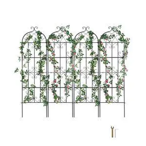 4 Pieces Garden Trellis with Reinforced Steel Wire and Professional Welding for Growing Flowers, Plants, Outdoor Decorative Clematis Trellis with Iron Frame for Backyard, Garden 4 Pieces Garden Trellis with Reinforced Steel Wire and Professional Welding for Growing Flowers, Plants, Outdoor Decorative Clematis Trellis with Iron Frame for Backyard, Garden