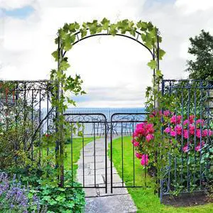 Metal Garden Arch Arbor with Gate for Wedding Ceremony Party, Outdoor Archway Garden Arbor Trellis with Elegant Patterns & Steel Frame for Growing Flowers, Plants, Vines, Ideal for Planting Lovers Metal Garden Arch Arbor with Gate for Wedding Ceremony Party, Outdoor Archway Garden Arbor Trellis with Elegant Patterns & Steel Frame for Growing Flowers, Plants, Vines, Ideal for Planting Lovers