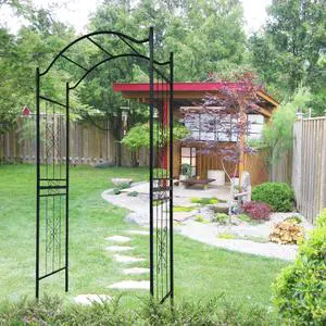 Metal Garden Arch with Sturdy Iron Frame and Classic Design for Backyard, Lawn, Outdoor Archway with 4 Groud Stake and Long-Lasting Powder-Coated Finish for Growing Flowers, Plants,Vines Metal Garden Arch with Sturdy Iron Frame and Classic Design for Backyard, Lawn, Outdoor Archway with 4 Groud Stake and Long-Lasting Powder-Coated Finish for Growing Flowers, Plants,Vines