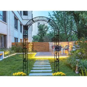 Garden Arch Trellis with Decorative Flower Pattern for Growing Flowers, Plants, Outdoor Metal Archway Garden Decor with Iron Frame for Wedding, Party, Events Garden Arch Trellis with Decorative Flower Pattern for Growing Flowers, Plants, Outdoor Metal Archway Garden Decor with Iron Frame for Wedding, Party, Events