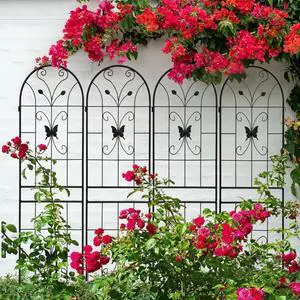 Metal Garden Trellis with Butterfly Deco and Durable Iron Frame for Growing Flowers, Plants, Outdoor Rustproof Trellis with Metal Galvanized Tube for Backyard, Lawn (4 Pack) Metal Garden Trellis with Butterfly Deco and Durable Iron Frame for Growing Flowers, Plants, Outdoor Rustproof Trellis with Metal Galvanized Tube for Backyard, Lawn (4 Pack)