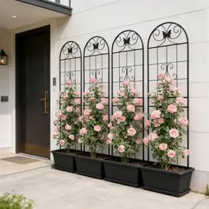 Metal Garden Trellis with Iron Frame and Butterfly Pattern for Growing Flowers, Plants, Outdoor Rustproof Trellis with Metal Galvanized Tube for Backyard, Lawn, Park (4 Pack-H71'') Metal Garden Trellis with Iron Frame and Butterfly Pattern for Growing Flowers, Plants, Outdoor Rustproof Trellis with Metal Galvanized Tube for Backyard, Lawn, Park (4 Pack-H71'')