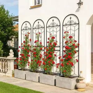 Metal Garden Trellis with Iron Frame for Growing Fruits, Vegetables, Plants, Outdoor Rustproof Trellis with Metal Galvanized Tube for Backyard, Lawn, Garden (4 Pack-H71'') Metal Garden Trellis with Iron Frame for Growing Fruits, Vegetables, Plants, Outdoor Rustproof Trellis with Metal Galvanized Tube for Backyard, Lawn, Garden (4 Pack-H71'')
