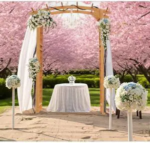 Wooden Garden Arbor Arch with Pergola Style Arbor Top and Fir Wood Frame for Wedding, Ceremony, Party, Outdoor Attractive Archway with Slatted Top for Backyard, Lawn Wooden Garden Arbor Arch with Pergola Style Arbor Top and Fir Wood Frame for Wedding, Ceremony, Party, Outdoor Attractive Archway with Slatted Top for Backyard, Lawn