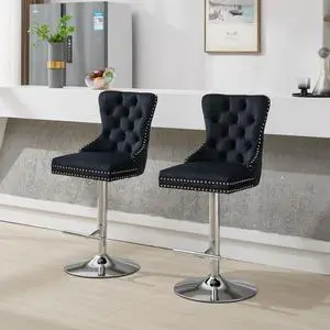 Aged and Retro PU Swivel Barstools Adjusatble Seat Height from 26-33 Inch, Modern Bar Stools with Backs Comfortable Tufted for Home Pub and Kitchen Island,Set of 2 (Black + Silver + Set of 2) Aged and Retro PU Swivel Barstools Adjusatble Seat Height from 26-33 Inch, Modern Bar Stools with Backs Comfortable Tufted for Home Pub and Kitchen Island,Set of 2 (Black + Silver + Set of 2)