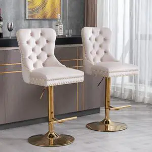 Aged and Retro PU Swivel Barstools Adjusatble Seat Height from 26-33 Inch, Modern Bar Stools with Backs Comfortable Tufted for Home Pub and Kitchen Island,Set of 2 (Beige + Set of 2) Aged and Retro PU Swivel Barstools Adjusatble Seat Height from 26-33 Inch, Modern Bar Stools with Backs Comfortable Tufted for Home Pub and Kitchen Island,Set of 2 (Beige + Set of 2)