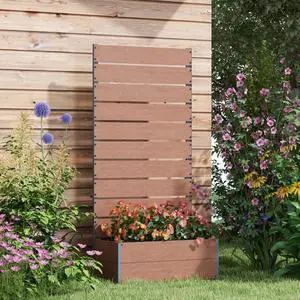 Classic Raised Garden Bed with Slatted Trellis for Climbing Plants, Flowers, Outdoor Wooden Planter with Bottom Drainage Gap for Backyard, Garden, Lawn, Poolside Classic Raised Garden Bed with Slatted Trellis for Climbing Plants, Flowers, Outdoor Wooden Planter with Bottom Drainage Gap for Backyard, Garden, Lawn, Poolside