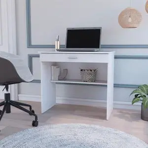 Modern Design Rectangular Computer Tables with Convenient Storage Drawer and Additional Lower Shelf, Durable Construction Study Writing Table Modern Design Rectangular Computer Tables with Convenient Storage Drawer and Additional Lower Shelf, Durable Construction Study Writing Table