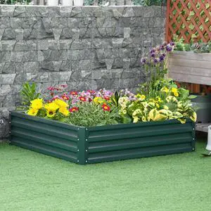 Galvanized Raised Garden Bed with Open Bottom Design and Steel Frame for Growing Vegetables, Flowers, Plants, Outdoor Planter with Safety Edging for Backyard, Lawn Galvanized Raised Garden Bed with Open Bottom Design and Steel Frame for Growing Vegetables, Flowers, Plants, Outdoor Planter with Safety Edging for Backyard, Lawn
