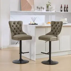 Aged and Retro PU Swivel Barstools Adjusatble Seat Height from 26-33 Inch, Modern Bar Stools with Backs Comfortable Tufted for Home Pub and Kitchen Island,Set of 2 (Olive Green + Set of 2) Aged and Retro PU Swivel Barstools Adjusatble Seat Height from 26-33 Inch, Modern Bar Stools with Backs Comfortable Tufted for Home Pub and Kitchen Island,Set of 2 (Olive Green + Set of 2)