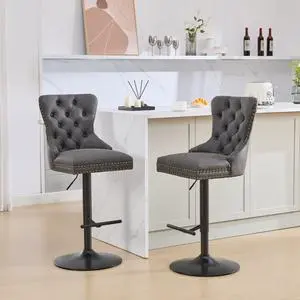 Aged and Retro PU Swivel Barstools Adjusatble Seat Height from 26-33 Inch, Modern Bar Stools with Backs Comfortable Tufted for Home Pub and Kitchen Island,Set of 2 (Charcoal Black + Set of 2) Aged and Retro PU Swivel Barstools Adjusatble Seat Height from 26-33 Inch, Modern Bar Stools with Backs Comfortable Tufted for Home Pub and Kitchen Island,Set of 2 (Charcoal Black + Set of 2)