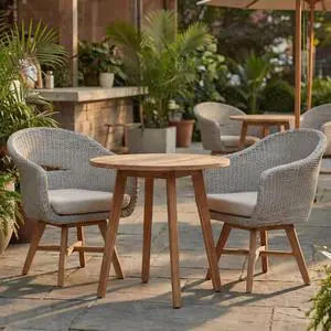 Bohemian Style Patio Dining Chairs w/PE Rattan Seat & Aluminum Frame for Garden, Stylish Outdoor Accent Chairs w/Removable Cushion & Acacia Wood Legs for Porch, Backyard, Set of 2 Bohemian Style Patio Dining Chairs w/PE Rattan Seat & Aluminum Frame for Garden, Stylish Outdoor Accent Chairs w/Removable Cushion & Acacia Wood Legs for Porch, Backyard, Set of 2