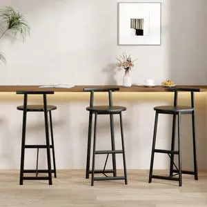 Fashionable and Minimalist Design Bar Stool, Stable Metal Frame, Counter Height Bar Stool, Equipped with Backrest and Footrest,Suitable for Dining Rooms,Set of 3 (Black + Set of 3) Fashionable and Minimalist Design Bar Stool, Stable Metal Frame, Counter Height Bar Stool, Equipped with Backrest and Footrest,Suitable for Dining Rooms,Set of 3 (Black + Set of 3)
