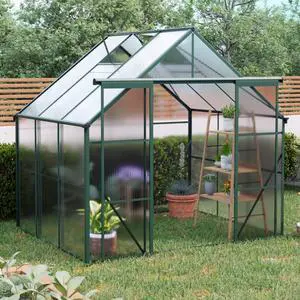 Plant Green House with Double Door and Drainage Gutter System for Backyard, Lawn, Outdoor Plant Tent with Adjustable Roof and Thick Polycarbonate Board for Growing Flowers, Vegetables (Green 8*6FT) Plant Green House with Double Door and Drainage Gutter System for Backyard, Lawn, Outdoor Plant Tent with Adjustable Roof and Thick Polycarbonate Board for Growing Flowers, Vegetables (Green 8*6FT)
