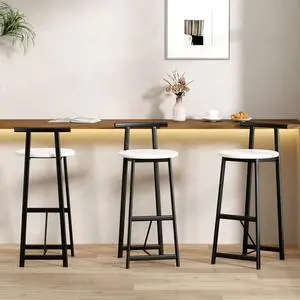 Fashionable and Minimalist Design Bar Stool, Stable Metal Frame, Counter Height Bar Stool, Equipped with Backrest and Footrest,Suitable for Dining Rooms,Set of 3 (White + Set of 3) Fashionable and Minimalist Design Bar Stool, Stable Metal Frame, Counter Height Bar Stool, Equipped with Backrest and Footrest,Suitable for Dining Rooms,Set of 3 (White + Set of 3)