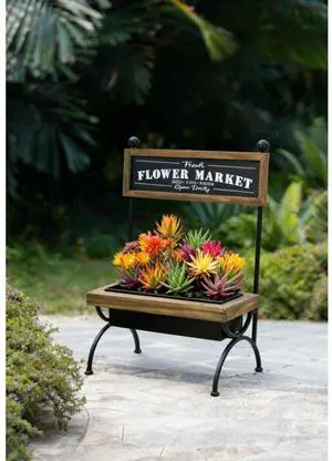 Planter Set with Wooden Legs and Rope Texture for Backyard, Living Room, Lawn, Outdoor Flower Pot Set with Classic Design for Growing Flowers, Herbs, Plants (Black+Brown + Wood+Metal-1) Planter Set with Wooden Legs and Rope Texture for Backyard, Living Room, Lawn, Outdoor Flower Pot Set with Classic Design for Growing Flowers, Herbs, Plants (Black+Brown + Wood+Metal-1)