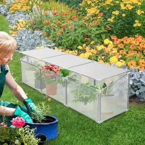Outdoor Patio Greenhouse with Sliding Door and Drainage Gutter System for Lawn, Backyard, Garden, Green House with Aluminum Frame and an Adjustable Roof for Growing Flowers, Plants (Silver 6*2FT) Outdoor Patio Greenhouse with Sliding Door and Drainage Gutter System for Lawn, Backyard, Garden, Green House with Aluminum Frame and an Adjustable Roof for Growing Flowers, Plants (Silver 6*2FT)
