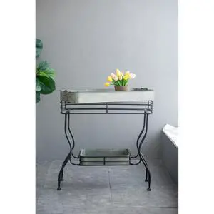 Planter Set with Wooden Legs and Rope Texture for Backyard, Living Room, Lawn, Outdoor Flower Pot Set with Classic Design for Growing Flowers, Herbs, Plants (Antique Gray + Iron-1) Planter Set with Wooden Legs and Rope Texture for Backyard, Living Room, Lawn, Outdoor Flower Pot Set with Classic Design for Growing Flowers, Herbs, Plants (Antique Gray + Iron-1)