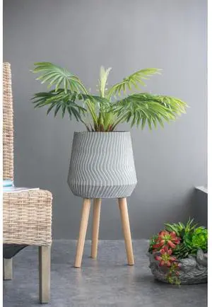Planter Set with Wooden Legs and Rope Texture for Backyard, Living Room, Lawn, Outdoor Flower Pot Set with Classic Design for Growing Flowers, Herbs, Plants (Grey+Brown + Cement +Wood) Planter Set with Wooden Legs and Rope Texture for Backyard, Living Room, Lawn, Outdoor Flower Pot Set with Classic Design for Growing Flowers, Herbs, Plants (Grey+Brown + Cement +Wood)