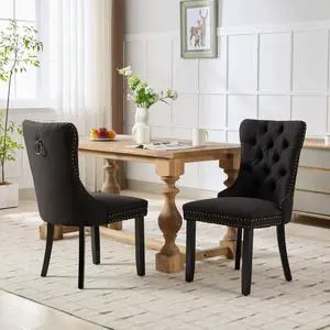 Modern Luxury Design Kitchen Dining Chairs, Stable Solid Wood Frame, Comfortable Linen Cushioned Chairs, Warm and Relaxing Atmosphere,Suitable for Dining Rooms,Set of 2 (Black + Set of 2) Modern Luxury Design Kitchen Dining Chairs, Stable Solid Wood Frame, Comfortable Linen Cushioned Chairs, Warm and Relaxing Atmosphere,Suitable for Dining Rooms,Set of 2 (Black + Set of 2)