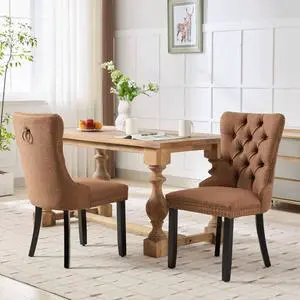 Modern Luxury Design Kitchen Dining Chairs, Stable Solid Wood Frame, Comfortable Linen Cushioned Chairs, Warm and Relaxing Atmosphere,Suitable for Dining Rooms,Set of 2 (Coffee + Set of 2) Modern Luxury Design Kitchen Dining Chairs, Stable Solid Wood Frame, Comfortable Linen Cushioned Chairs, Warm and Relaxing Atmosphere,Suitable for Dining Rooms,Set of 2 (Coffee + Set of 2)