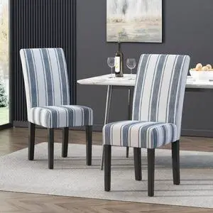 Modern Pastoral Style Fabric Dining Chair, Stable Rubber Wooden Chair Legs, Stylish and Elegant Chair, Presenting Natural Textures, Suitable for Dining Rooms,Set of 2 (Blue Stripe + Set of 2) Modern Pastoral Style Fabric Dining Chair, Stable Rubber Wooden Chair Legs, Stylish and Elegant Chair, Presenting Natural Textures, Suitable for Dining Rooms,Set of 2 (Blue Stripe + Set of 2)