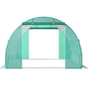 Walk-in Tunnel Greenhouse with 2 Zippered Doors & 12 Roll-up Windows for Backyard, Lawn, Outdoor Plant Tent with Galvanized Steel Hoops and 3 Top Beams for Growing Plants, Flowers Walk-in Tunnel Greenhouse with 2 Zippered Doors & 12 Roll-up Windows for Backyard, Lawn, Outdoor Plant Tent with Galvanized Steel Hoops and 3 Top Beams for Growing Plants, Flowers
