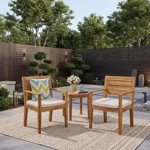 Stylish Acacia Wood Patio Dining Armchairs w/Removable Cushion for Garden, All Weather Solid Wood Outdoor Side Chairs w/Slatted Back & Seat for Balcony, Deck, Porch, Set of 2 Stylish Acacia Wood Patio Dining Armchairs w/Removable Cushion for Garden, All Weather Solid Wood Outdoor Side Chairs w/Slatted Back & Seat for Balcony, Deck, Porch, Set of 2
