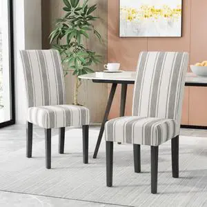 Modern Pastoral Style Fabric Dining Chair, Stable Rubber Wooden Chair Legs, Stylish and Elegant Chair, Presenting Natural Textures, Suitable for Dining Rooms,Set of 2 (Grey Stripe + Set of 2) Modern Pastoral Style Fabric Dining Chair, Stable Rubber Wooden Chair Legs, Stylish and Elegant Chair, Presenting Natural Textures, Suitable for Dining Rooms,Set of 2 (Grey Stripe + Set of 2)