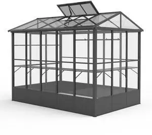 Aluminum Heavy Duty Greenhouse with Fully Auto Temperature Control Vent for Backyard, Lawn, Outdoor Green Houses with 5 Movable Hooks for Growing Flowers, Plants (8x10FT) Aluminum Heavy Duty Greenhouse with Fully Auto Temperature Control Vent for Backyard, Lawn, Outdoor Green Houses with 5 Movable Hooks for Growing Flowers, Plants (8x10FT)
