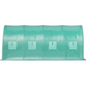 Walk-in Greenhouse with Zippered Door & 8 Roll-up Windows for Growing Vegetables, Plants, Outdoor Plant Tent with PE Cover and Steel Hoops for Backyard, Lawn, Garden Walk-in Greenhouse with Zippered Door & 8 Roll-up Windows for Growing Vegetables, Plants, Outdoor Plant Tent with PE Cover and Steel Hoops for Backyard, Lawn, Garden