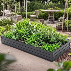 2 Pieces Metal Raised Garden Bed with Metal Frame and Open Bottom for Poolside, Backyard, Outdoor Planter Box with Reinforcing Rods for Growing Plants, Flowers, Herbs (8x4x1 FT+Black) 2 Pieces Metal Raised Garden Bed with Metal Frame and Open Bottom for Poolside, Backyard, Outdoor Planter Box with Reinforcing Rods for Growing Plants, Flowers, Herbs (8x4x1 FT+Black)