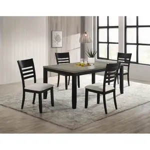 5-Piece Retro Kitchen Set with Rectangular Table and 4 Upholstered Chairs for Home Restaurant, Vintage Dining Table and Chairs Set with Ladder Backrest & Solid Wood Frame for 4 5-Piece Retro Kitchen Set with Rectangular Table and 4 Upholstered Chairs for Home Restaurant, Vintage Dining Table and Chairs Set with Ladder Backrest & Solid Wood Frame for 4