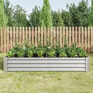 2 Pieces Metal Raised Bed with Open Bottom Design for Backyard, Lawn, Poolside, Outdoor Planter Box with Anti-Rust Iron Frame for Growing Flowers, Vegetables, Plants (6x3x1FT Silver 2PCS) 2 Pieces Metal Raised Bed with Open Bottom Design for Backyard, Lawn, Poolside, Outdoor Planter Box with Anti-Rust Iron Frame for Growing Flowers, Vegetables, Plants (6x3x1FT Silver 2PCS)