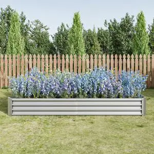 2 Pieces Metal Raised Bed with Open Bottom Design for Backyard, Lawn, Poolside, Outdoor Planter Box with Anti-Rust Iron Frame for Growing Flowers, Vegetables, Plants (8x4x1FT Silver 2PCS) 2 Pieces Metal Raised Bed with Open Bottom Design for Backyard, Lawn, Poolside, Outdoor Planter Box with Anti-Rust Iron Frame for Growing Flowers, Vegetables, Plants (8x4x1FT Silver 2PCS)