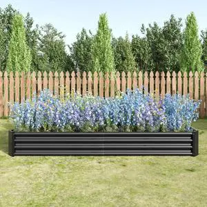 2 Pieces Metal Raised Bed with Open Bottom Design for Backyard, Lawn, Poolside, Outdoor Planter Box with Anti-Rust Iron Frame for Growing Flowers, Vegetables, Plants (8x4x1FT Black 1PCS) 2 Pieces Metal Raised Bed with Open Bottom Design for Backyard, Lawn, Poolside, Outdoor Planter Box with Anti-Rust Iron Frame for Growing Flowers, Vegetables, Plants (8x4x1FT Black 1PCS)