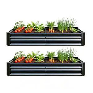 2 Pieces Metal Raised Bed with Open Bottom Design for Backyard, Lawn, Poolside, Outdoor Planter Box with Anti-Rust Iron Frame for Growing Flowers, Vegetables, Plants (6x3x1FT Black 2PCS) 2 Pieces Metal Raised Bed with Open Bottom Design for Backyard, Lawn, Poolside, Outdoor Planter Box with Anti-Rust Iron Frame for Growing Flowers, Vegetables, Plants (6x3x1FT Black 2PCS)