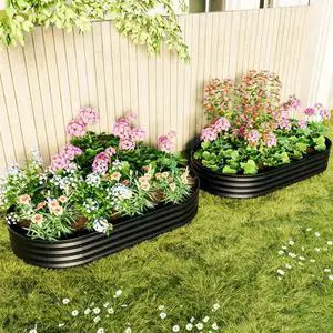 2 Pieces Raised Garden Bed Kit with Open Bottom Design for Park, Backyard, Outdoor Raised Bed with Thick Galvanized Metal Frame for Flowers, Vegetables, Herbs (2Pcs 8x4x1ft Black) 2 Pieces Raised Garden Bed Kit with Open Bottom Design for Park, Backyard, Outdoor Raised Bed with Thick Galvanized Metal Frame for Flowers, Vegetables, Herbs (2Pcs 8x4x1ft Black)