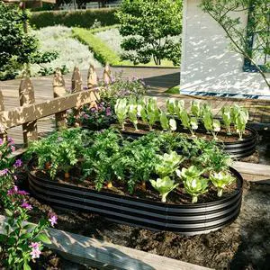 Raised Garden Bed Kit with Open Bottom Design for Poolside, Backyard, Porch, Outdoor Galvanized Planter Box with Curved Panel for Growing Flowers, Vegetables, Herbs (2Pcs 8x4x1ft Black) Raised Garden Bed Kit with Open Bottom Design for Poolside, Backyard, Porch, Outdoor Galvanized Planter Box with Curved Panel for Growing Flowers, Vegetables, Herbs (2Pcs 8x4x1ft Black)